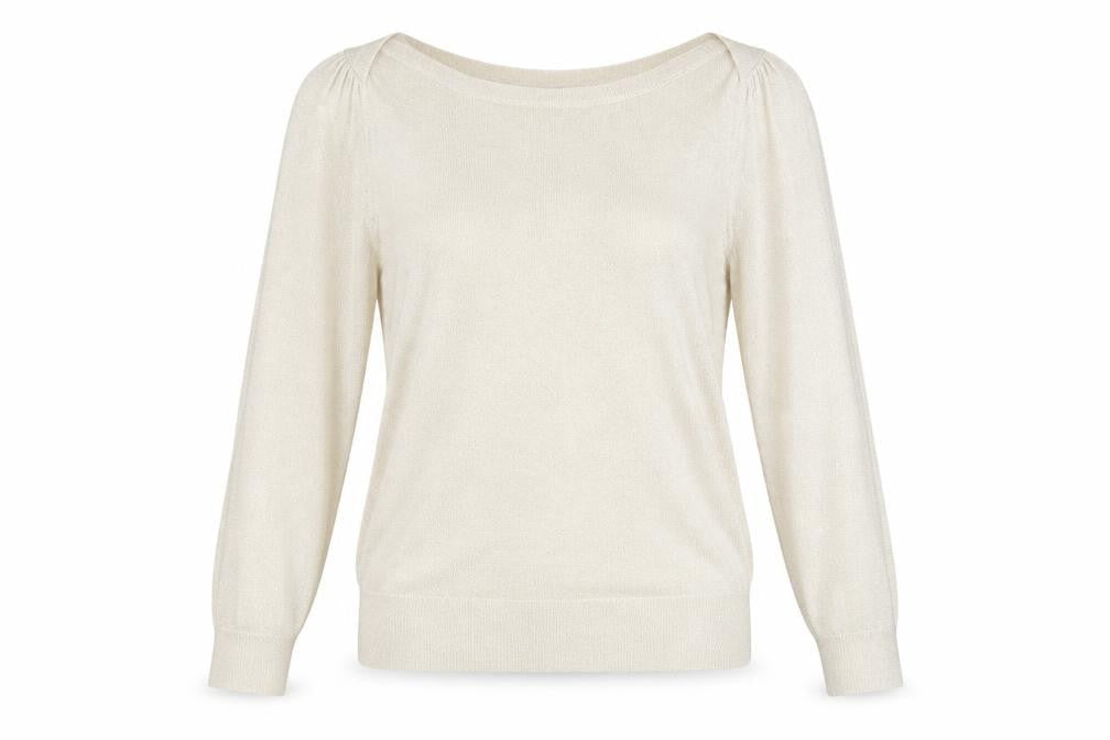 Front view of Dorothy Perkins women’s beige jumper, size UK 14