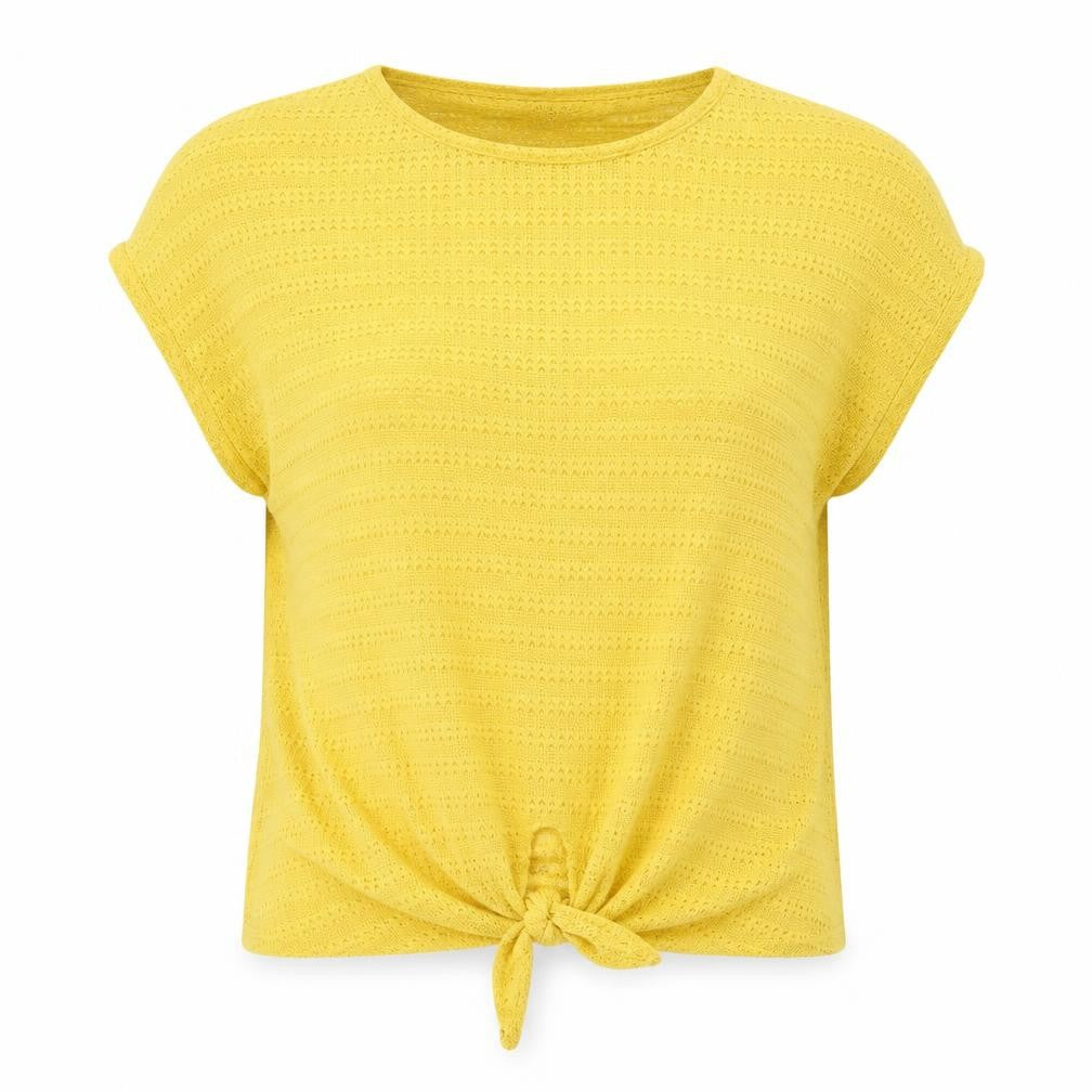 Front view of New Look women’s yellow vest jumper, size L
