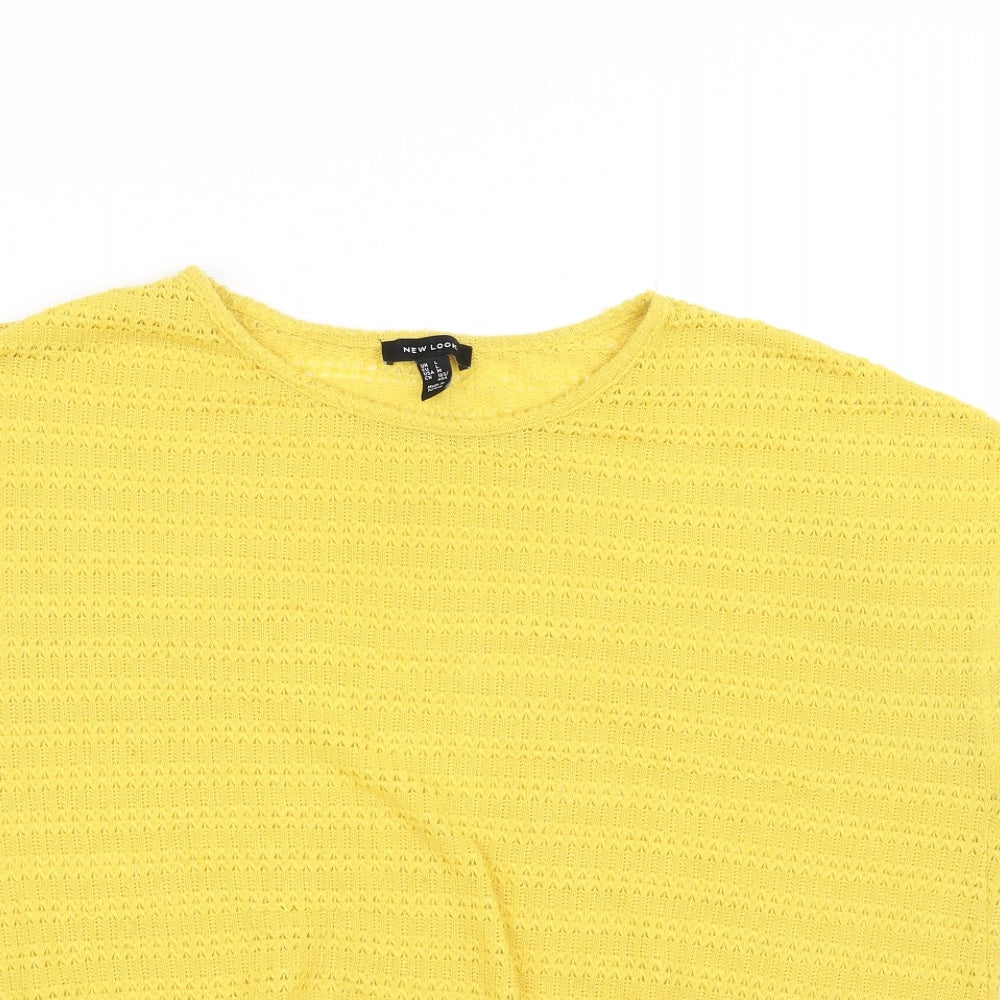 Close-up detail of New Look women’s yellow vest jumper, size L