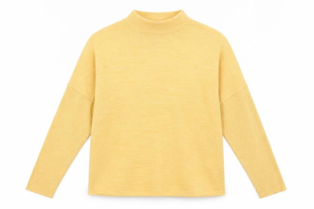 Front view of H&M women’s yellow jumper, size M