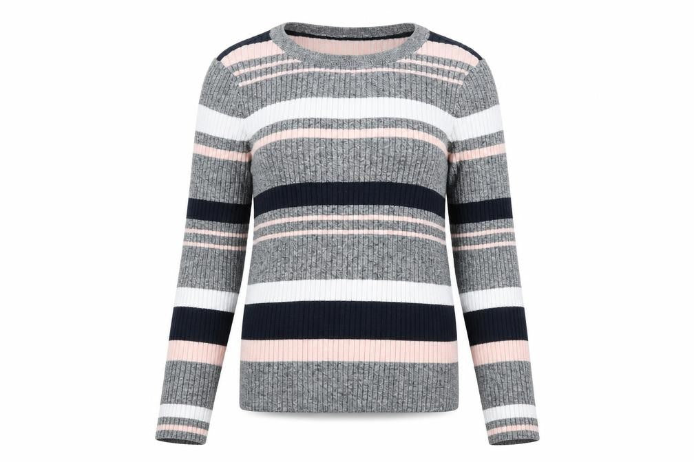 Front view of Divided women’s grey striped jumper, size M