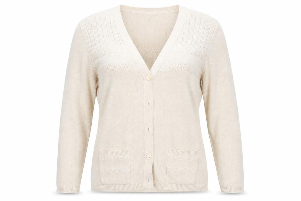 Front view of Keeno women’s beige jumper, size M