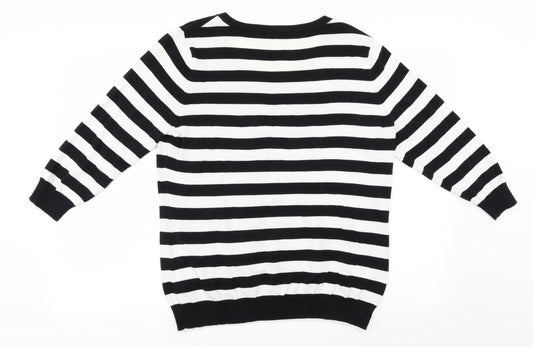 BHS Womens White Striped  Pullover Jumper Size 18