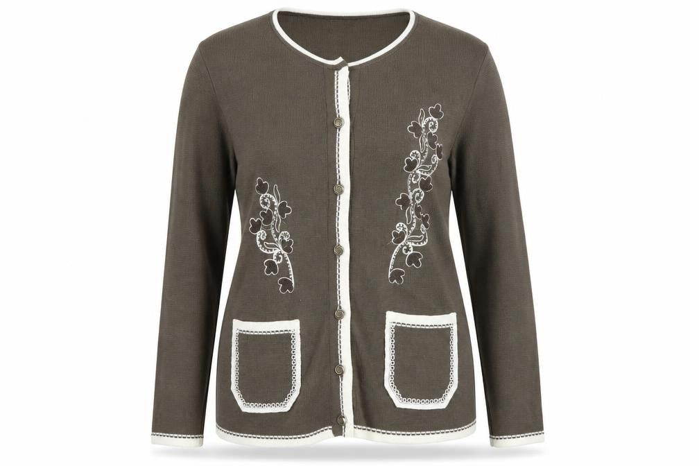 Front view of Roman women’s brown cardigan jumper, size M