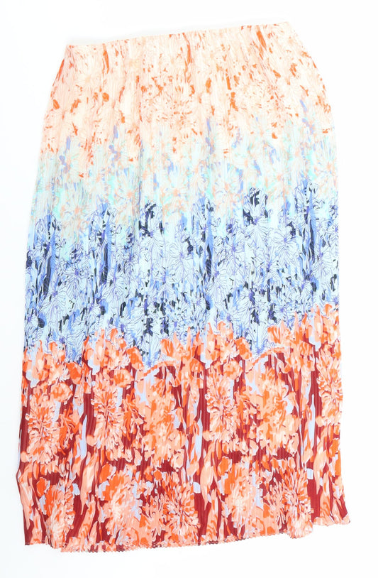 H&M Womens Orange Floral  Skater Skirt Size 6