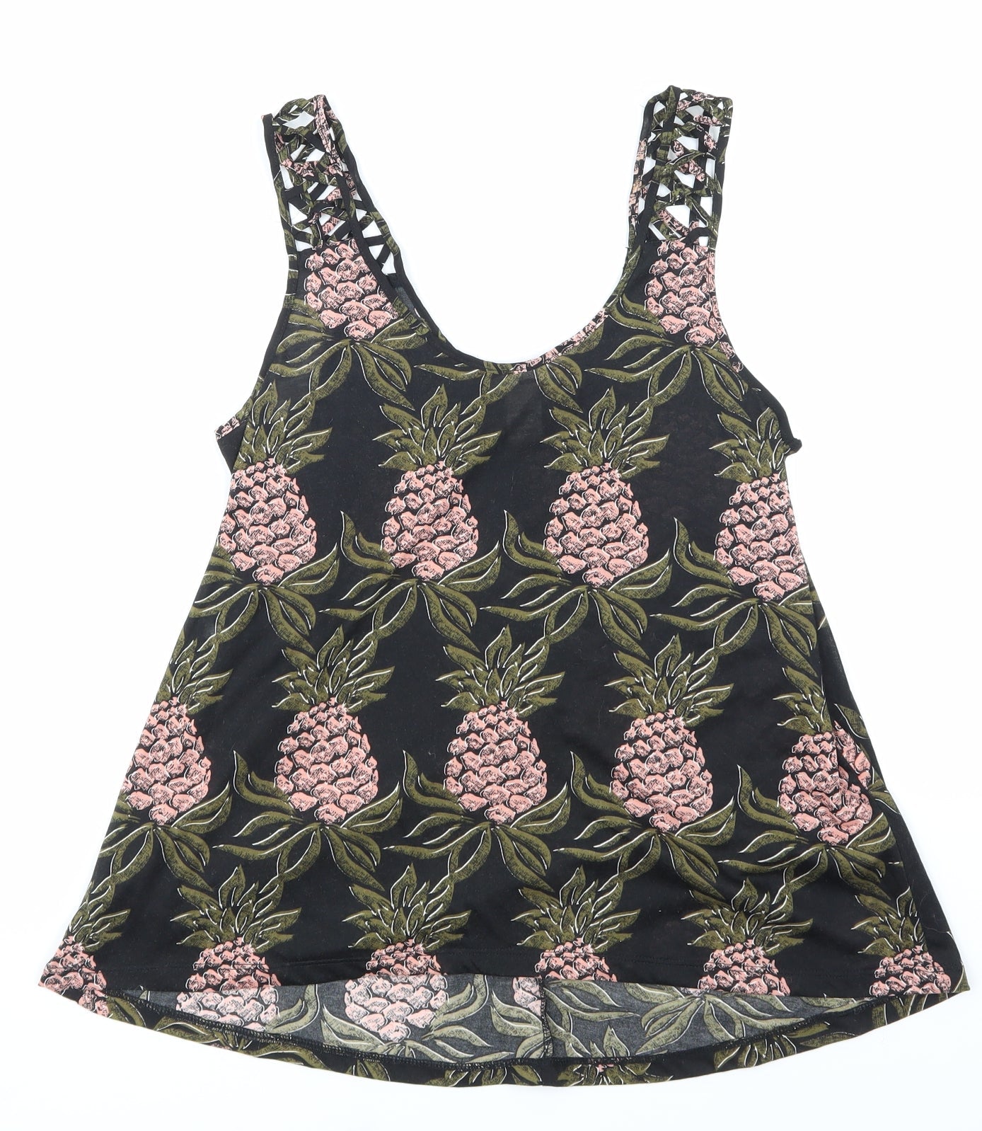 H&M Womens Black Floral  Basic T-Shirt Size XS