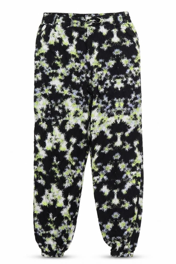 Front view of Warehouse women’s black argyle/diamond cargo trousers, size UK 8
