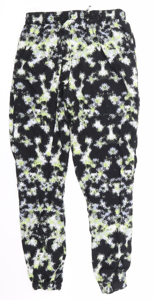 Warehouse Womens Black Argyle/Diamond  Cargo Trousers Size 8