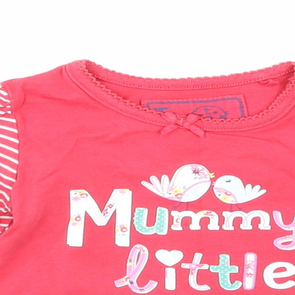 TU Girls Red Striped  Basic T-Shirt Size 6-9 Months