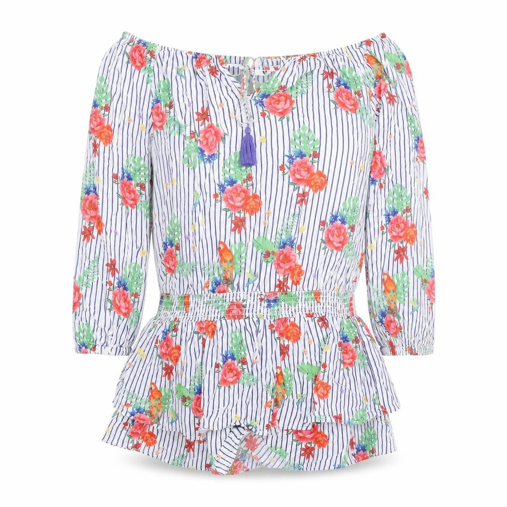 Front view of Very women’s white floral basic t-shirt, size UK 18