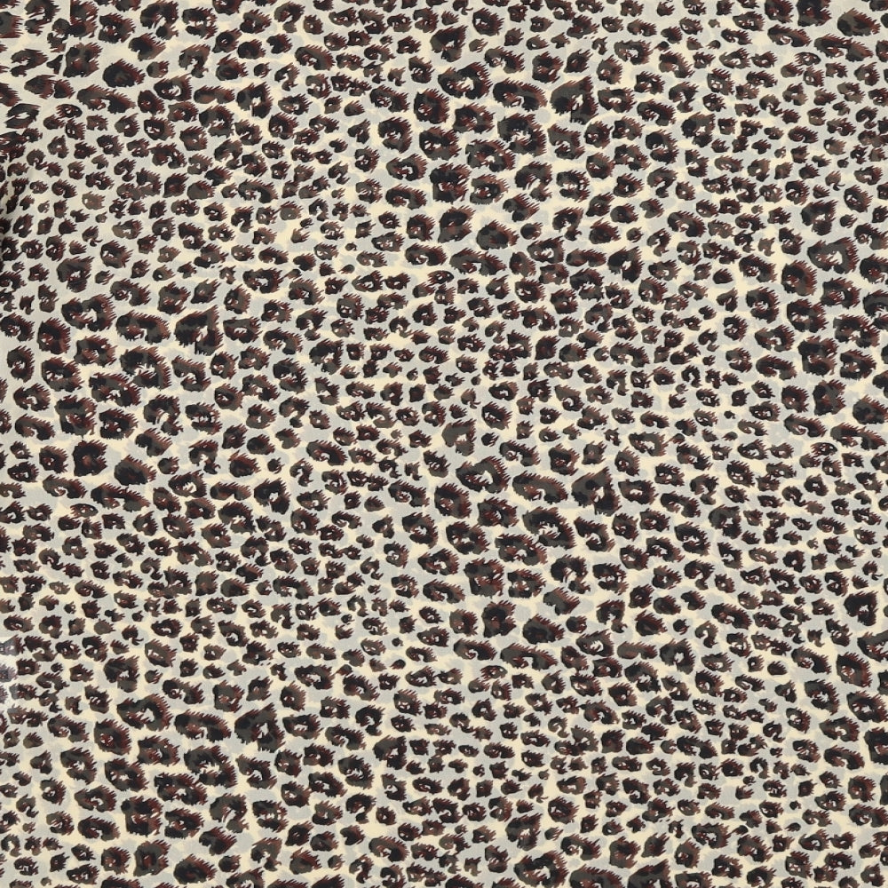 Preworn Womens Beige Animal Print  Basic Blouse Size 10  - Leopard print