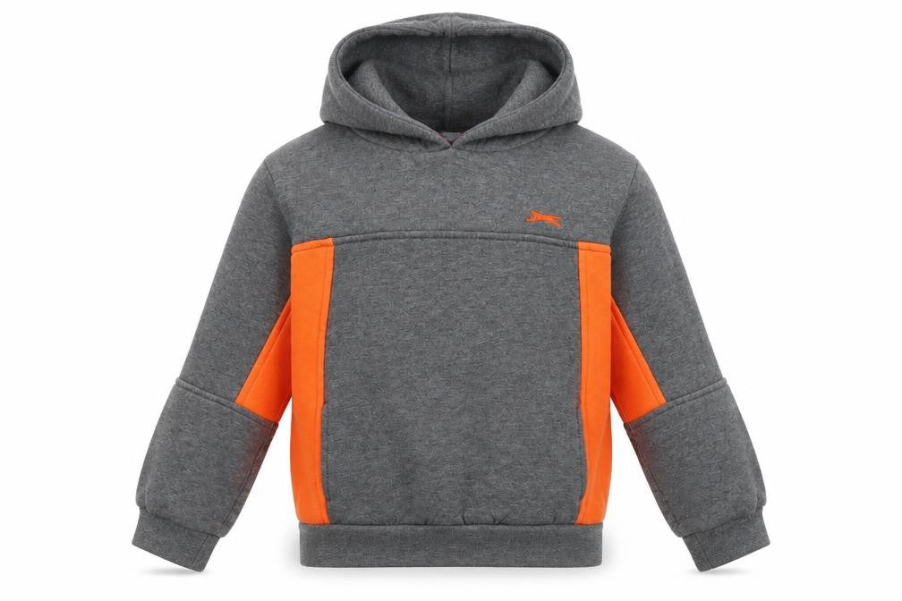 Front view of Slazenger boys’ grey pullover hoodie, size 5-6, years