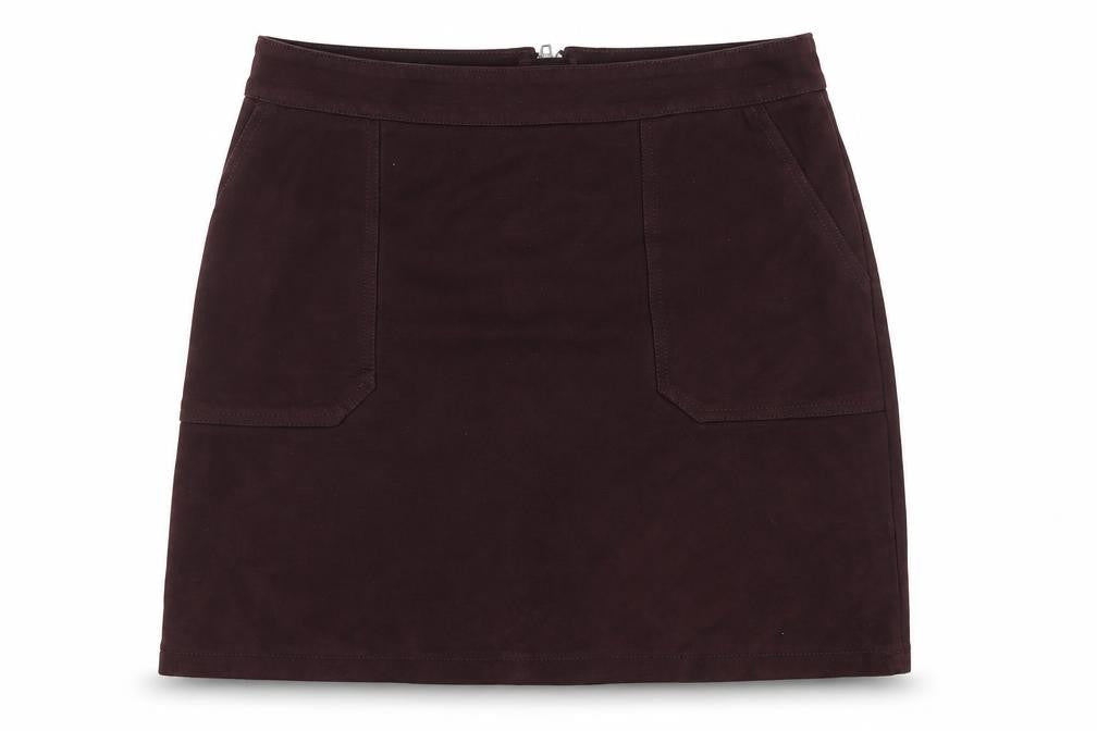 Front view of Dorothy Perkins women’s red mini skirt, size UK 10