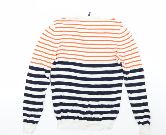H&M Mens White Striped  Pullover Jumper Size M