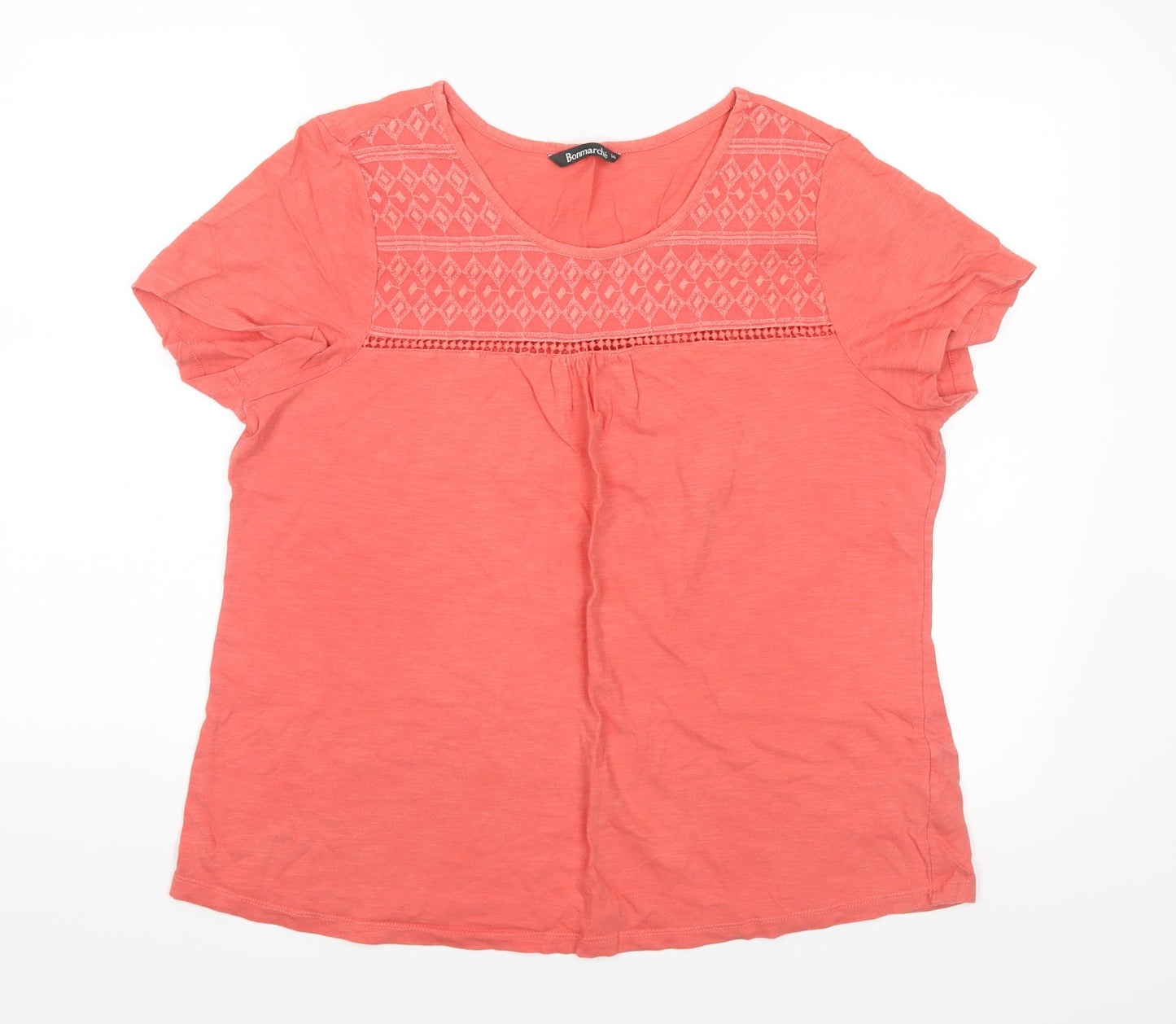 Bonmarché Womens Pink Geometric  Basic T-Shirt Size 14