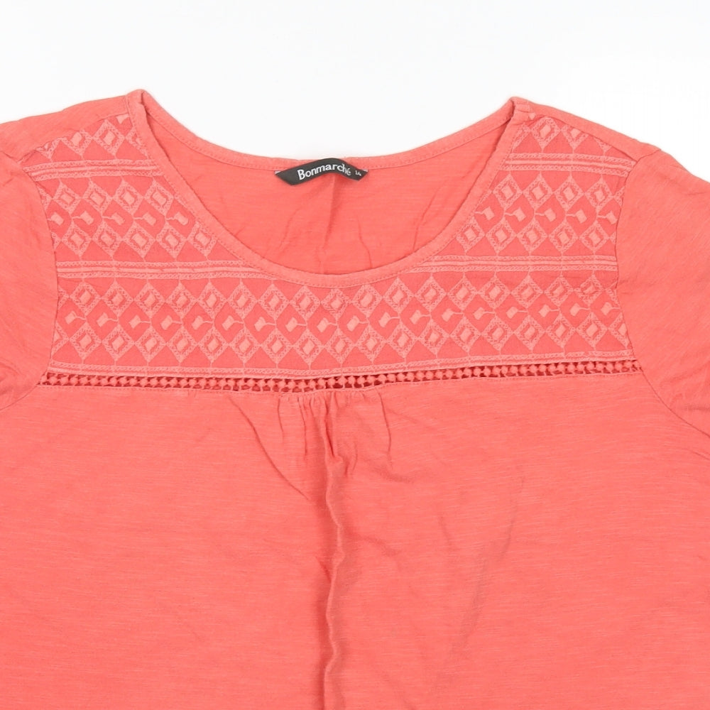 Bonmarché Womens Pink Geometric  Basic T-Shirt Size 14