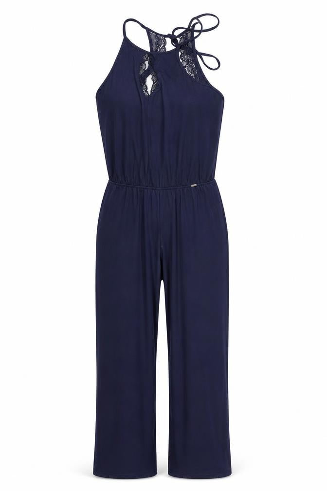 Front view of F&F women’s blue jersey one piece, size UK 8