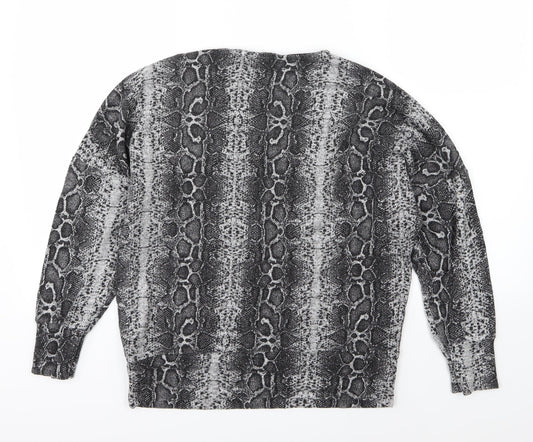 Dorothy Perkins Womens Grey Animal Print Knit Pullover Jumper Size 12