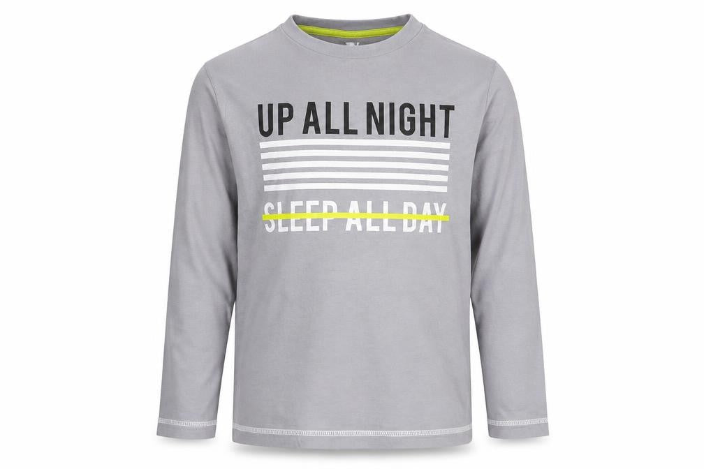 Front view of Very boys’ grey basic t-shirt, size 7, years - up all night