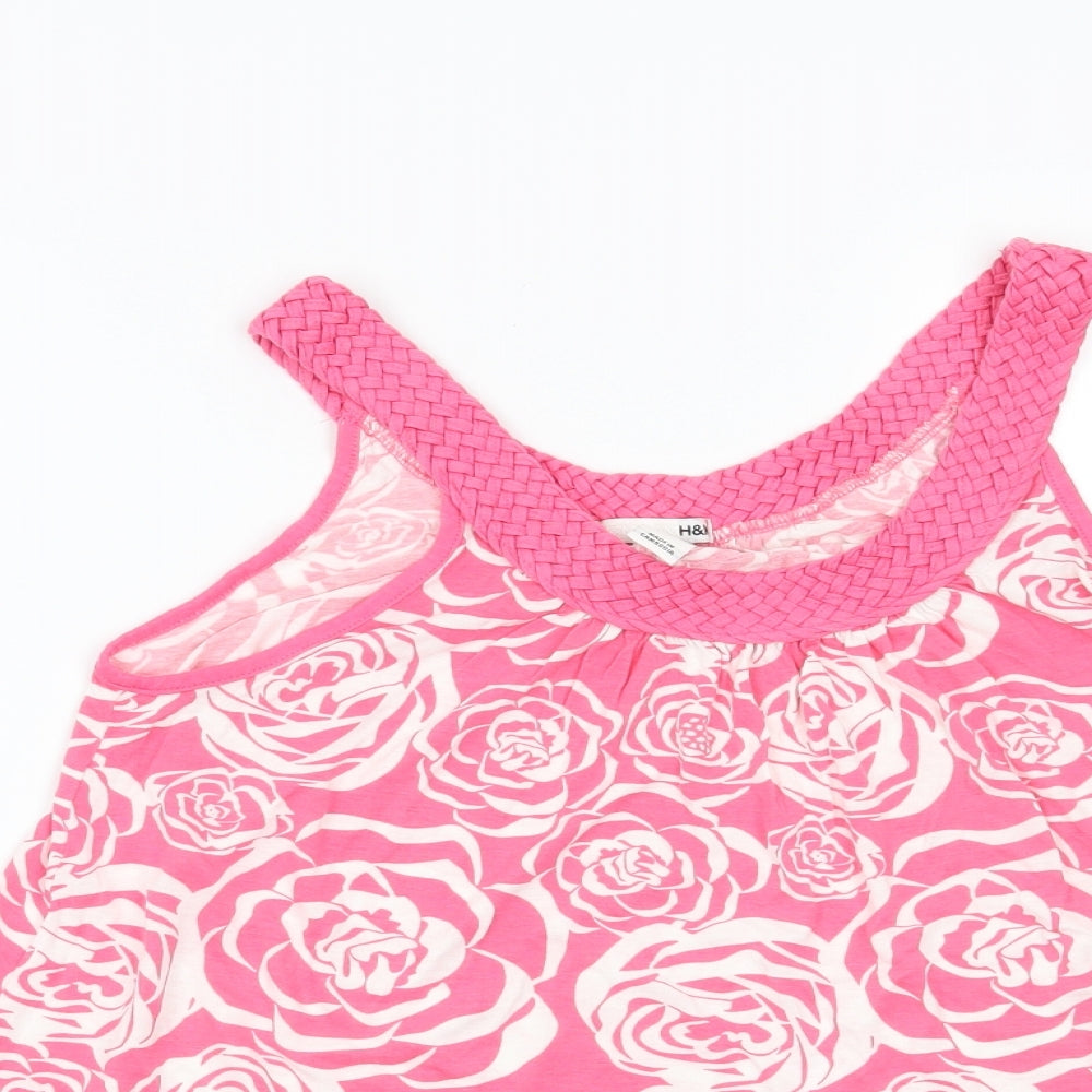 H&M Womens Pink Floral  Basic T-Shirt Size S