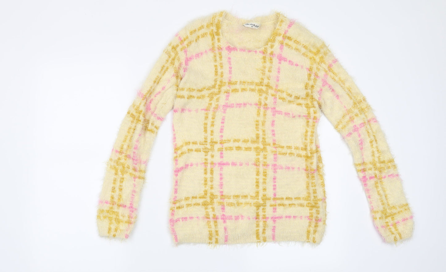 Miss Selfridge Womens Beige Check  Pullover Jumper Size 10