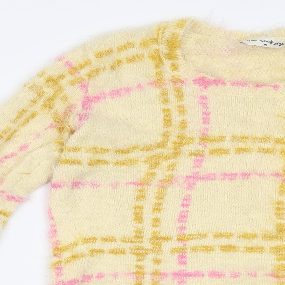 Miss Selfridge Womens Beige Check  Pullover Jumper Size 10