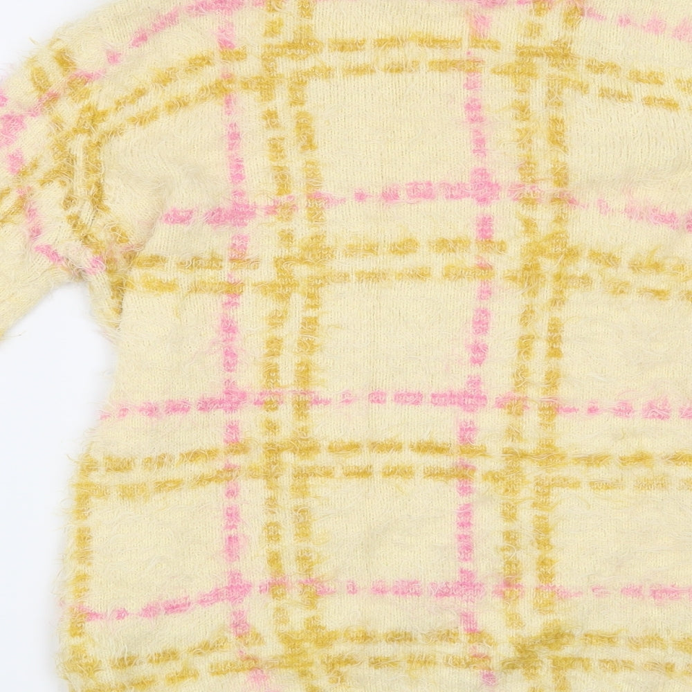 Miss Selfridge Womens Beige Check  Pullover Jumper Size 10