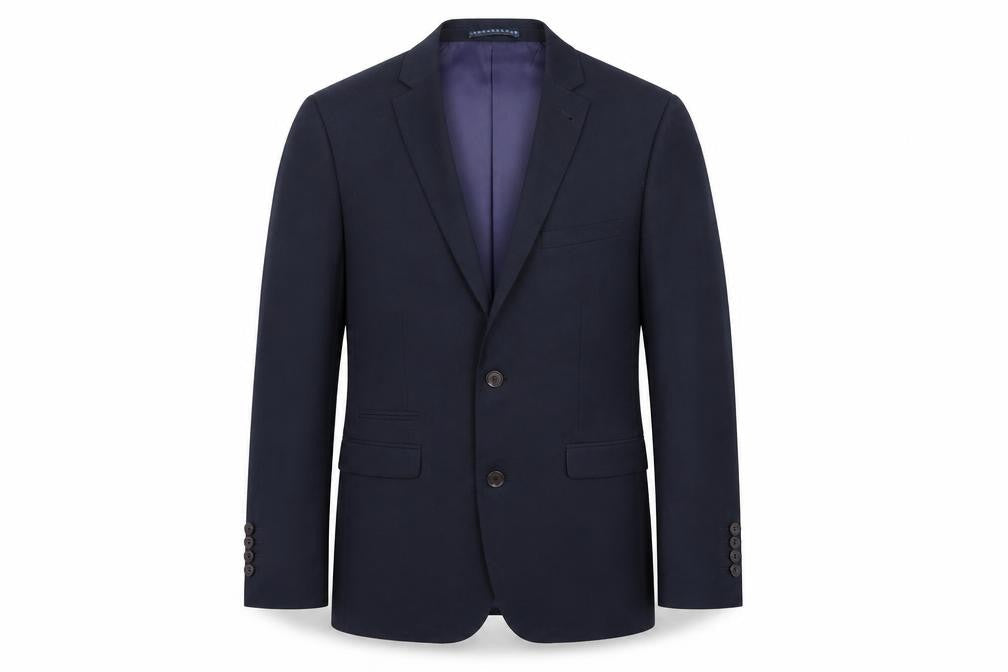 Front view of ONESIX5IVE men’s blue jacket suit, size 40