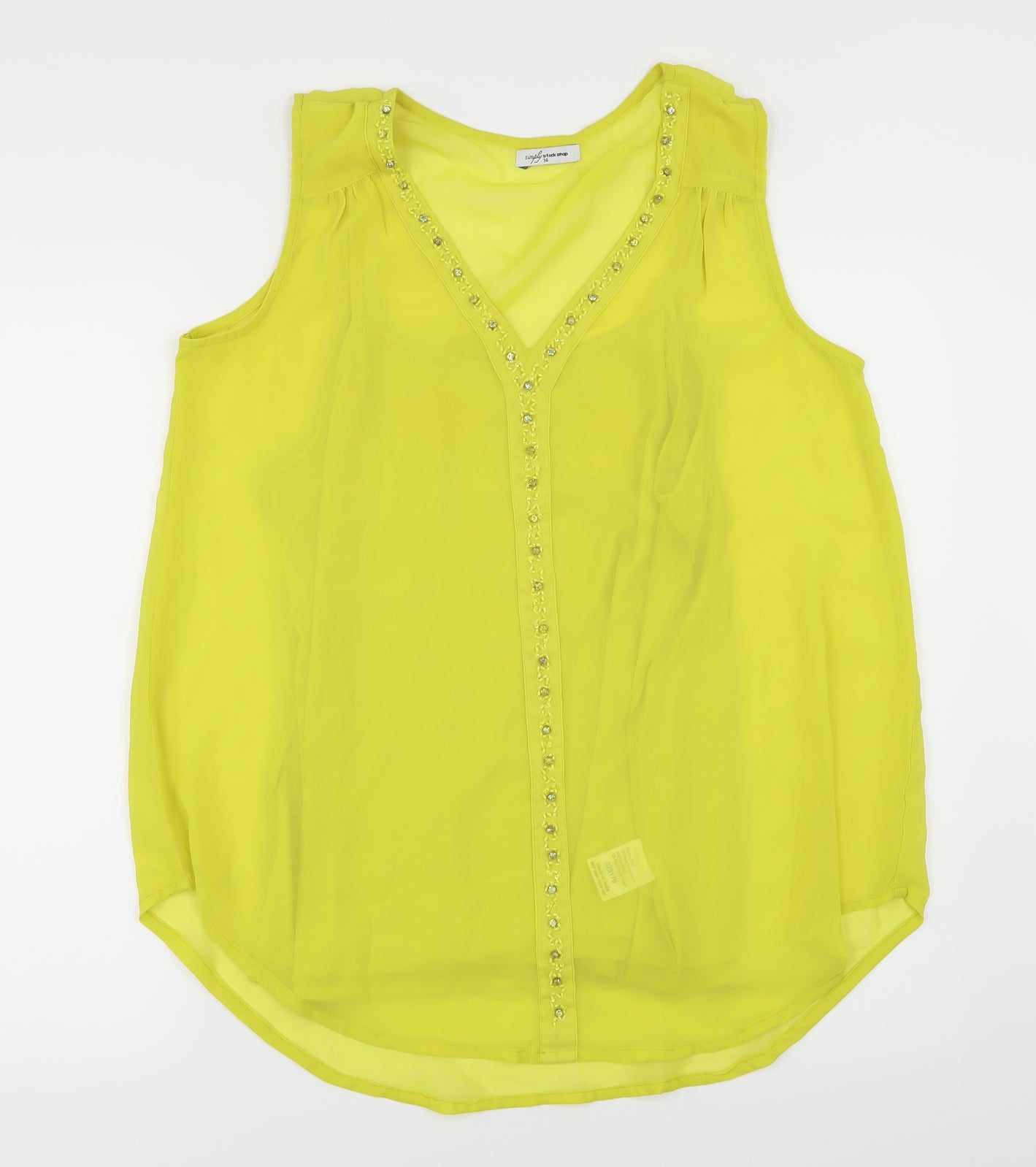 Simply Stock Shop Womens Yellow   Basic Blouse Size 14  - vest attached