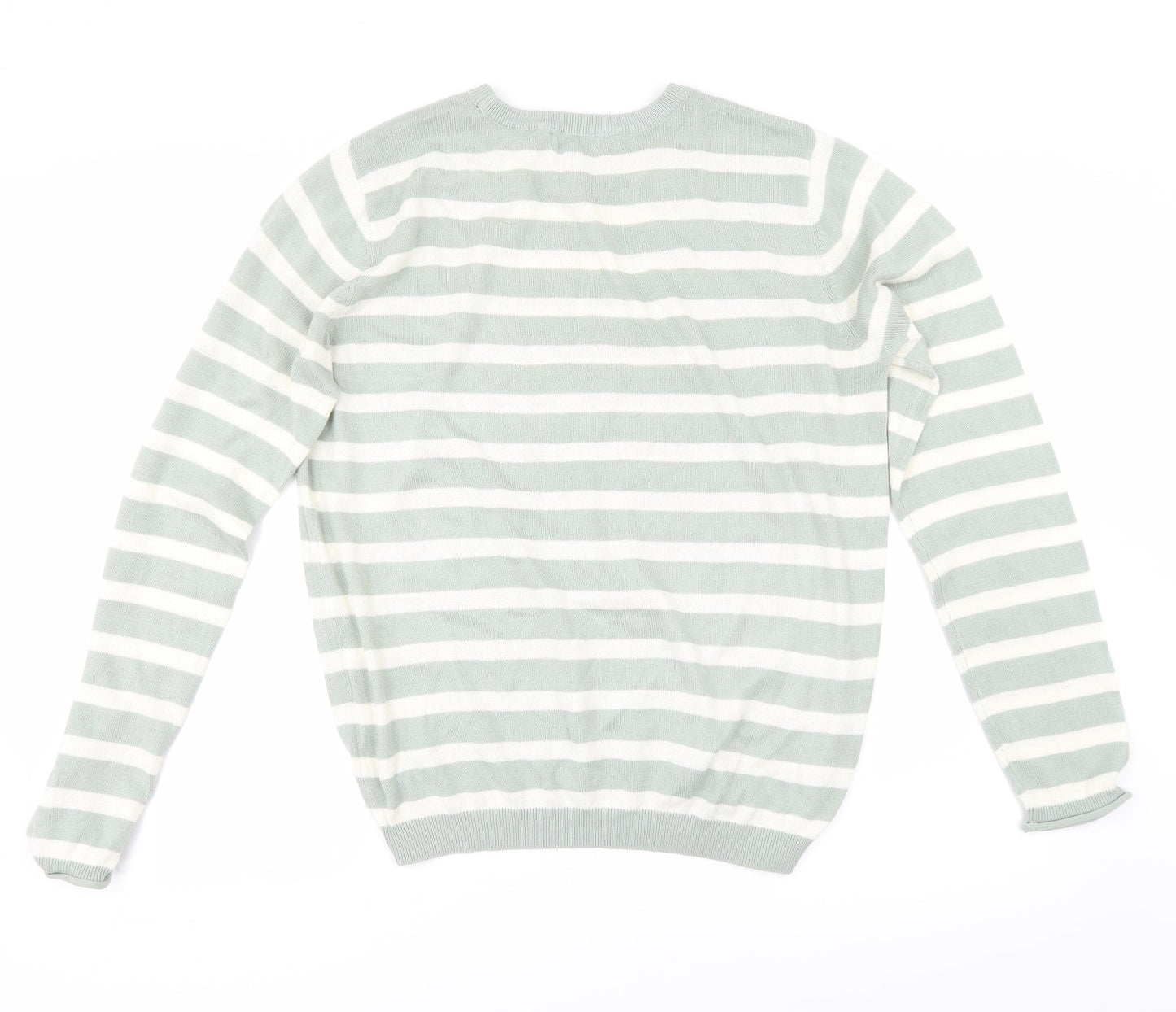 H&M Womens Green Striped  Pullover Jumper Size M