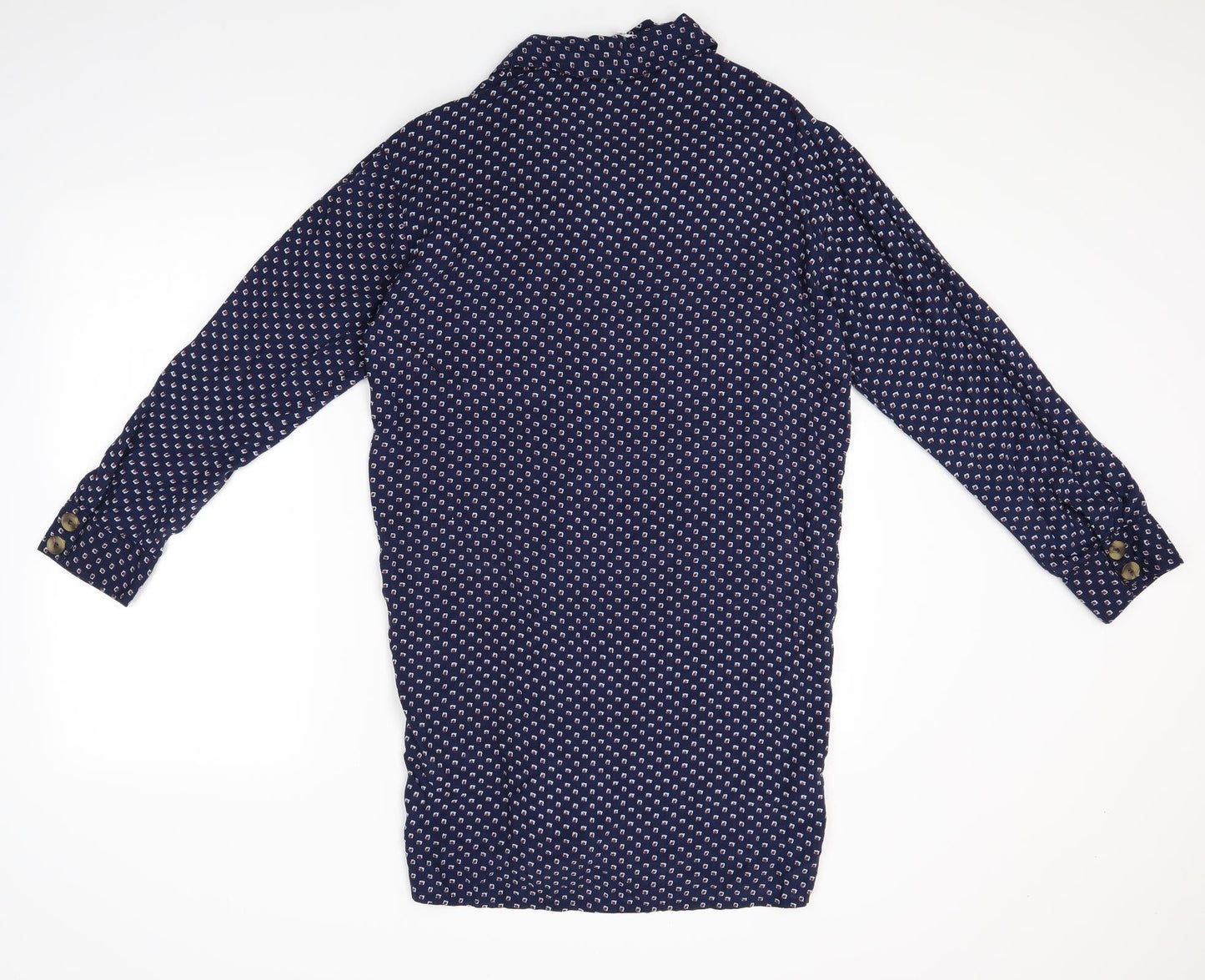 Native Youth Womens Blue Polka Dot  Basic Button-Up Size S