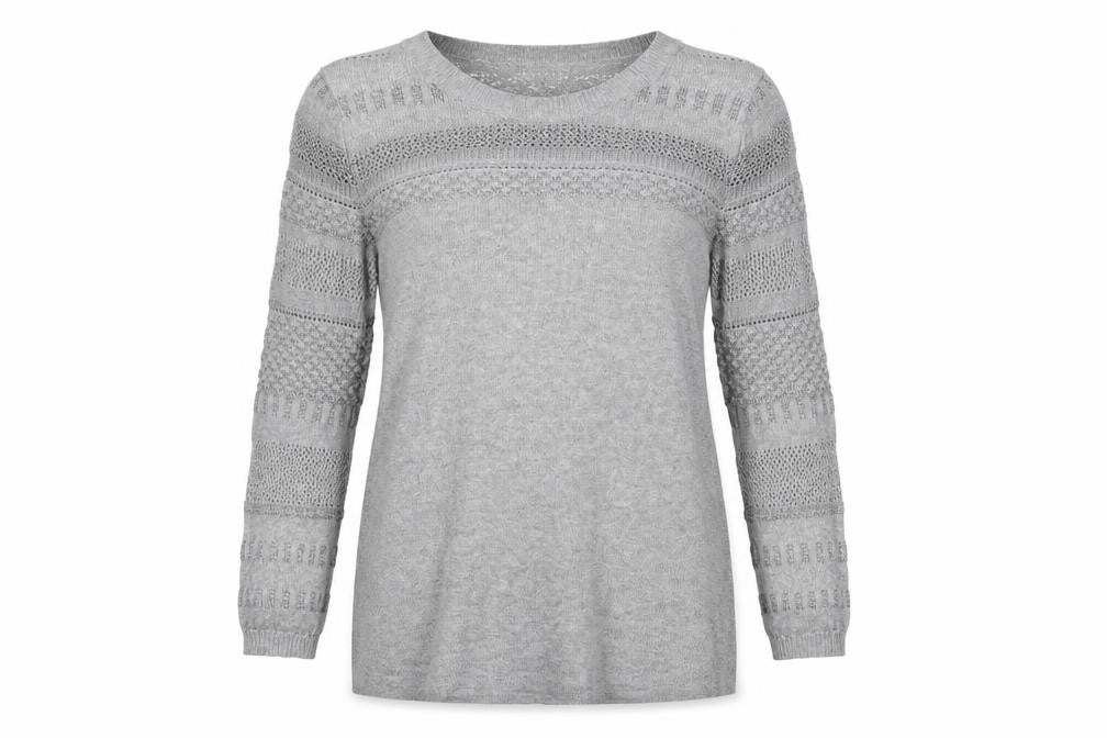 Front view of H&M women’s grey jumper, size M