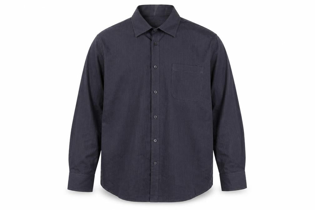 Front view of F&F men’s grey button-up, size M