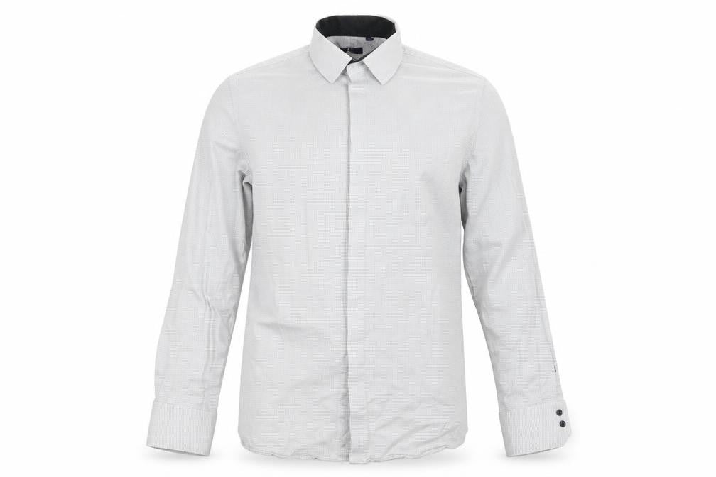 Front view of Next men’s white button-up, size M