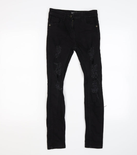 A2Z 4 kids Girls Black  Denim Skinny Jeans Size 11-12 Years - distressed
