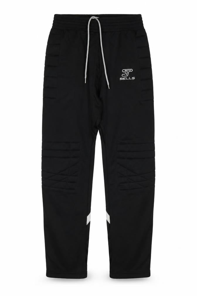 Front view of sells men’s black jogger trousers, size S, 27-inch leg - padded knees
