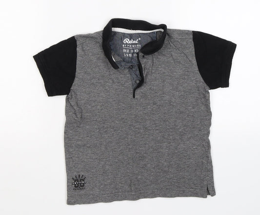Rebel Boys Grey   Basic Polo Size 4-5 Years