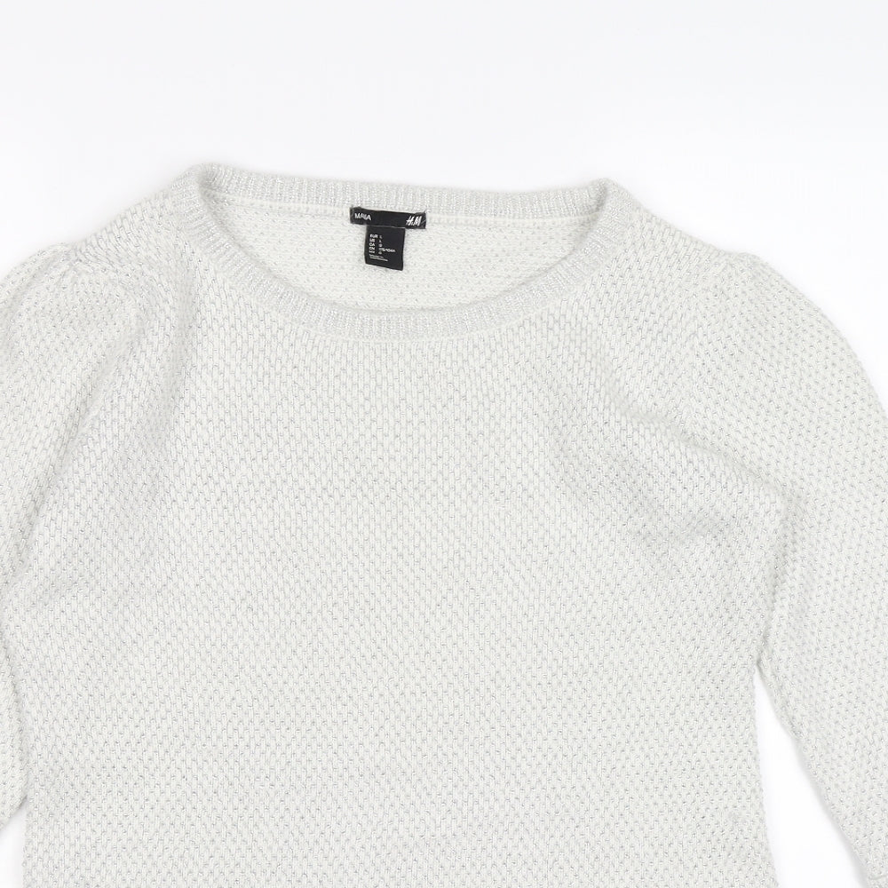 H&M Womens Silver  Knit Pullover Jumper Size L