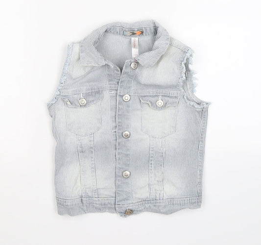 Xhilaration Womens Blue Striped Denim Jacket  Size 6