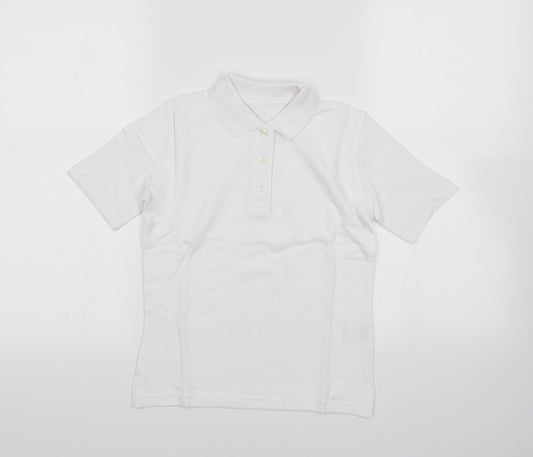 Lily & Dan Girls White   Basic Polo Size 6-7 Years