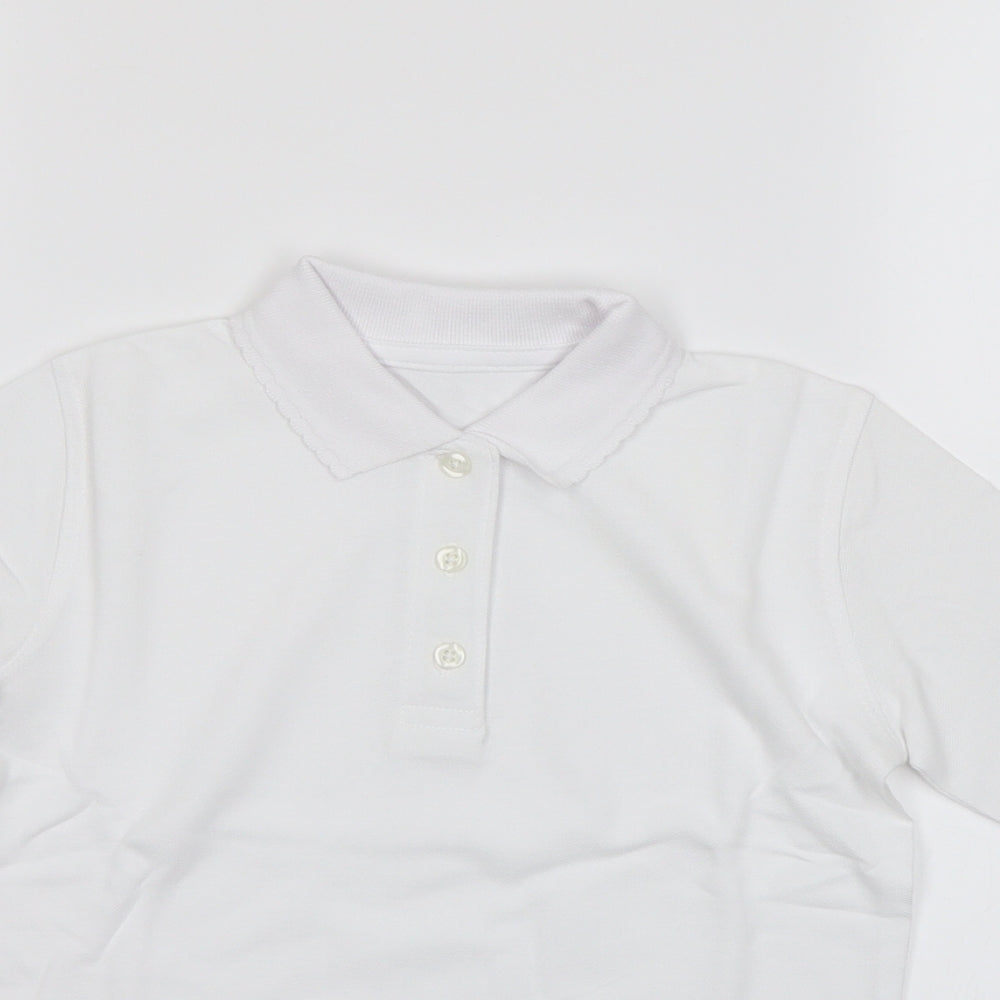 Lily & Dan Girls White   Basic Polo Size 6-7 Years