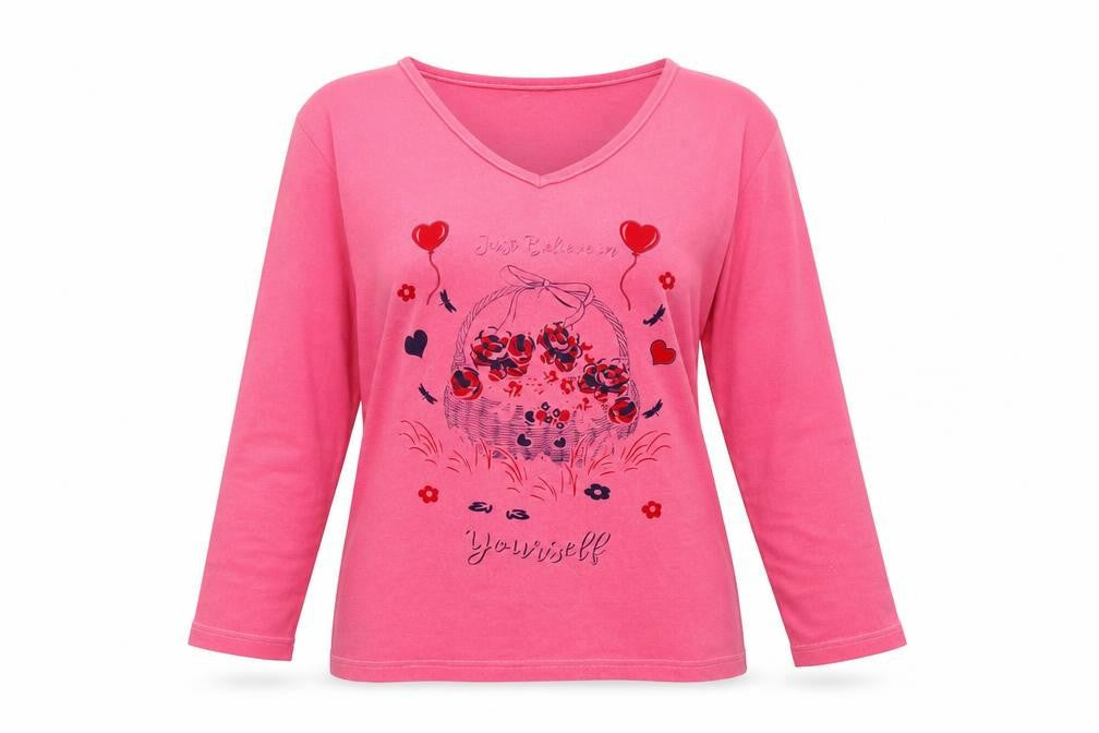 Front view of Preworn women’s pink jumper, size XL