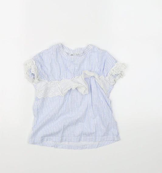 NEXT Girls Blue Striped  Basic T-Shirt Size 5 Years