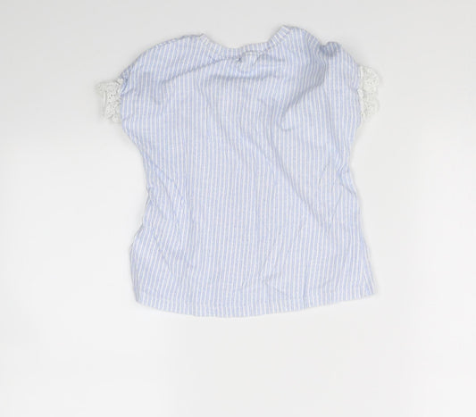 NEXT Girls Blue Striped  Basic T-Shirt Size 5 Years