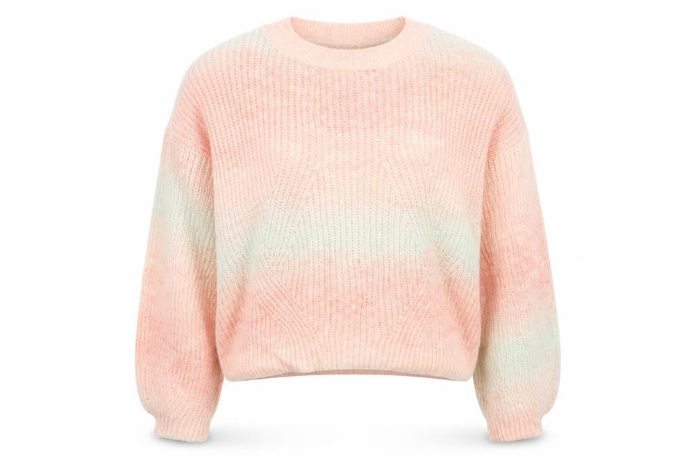 Front view of New Look women’s pink striped jumper, size M