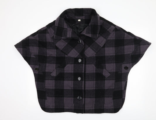 Lux Womens Purple Check  Jacket Poncho Size S