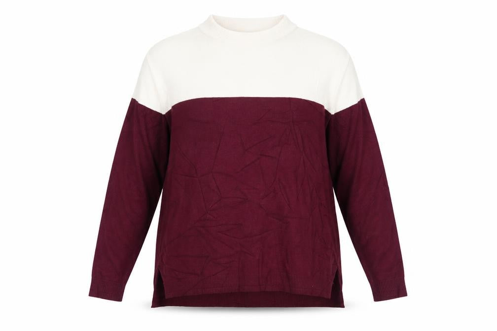 Front view of Marks & Spencer women’s purple knit jumper, size UK 12