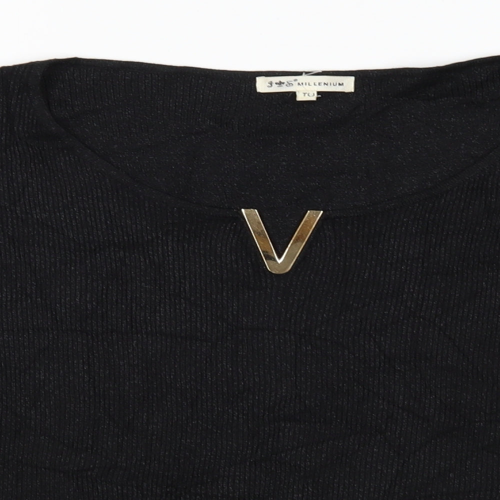 J&S Millenium Womens Black  Knit Pullover Jumper Size L