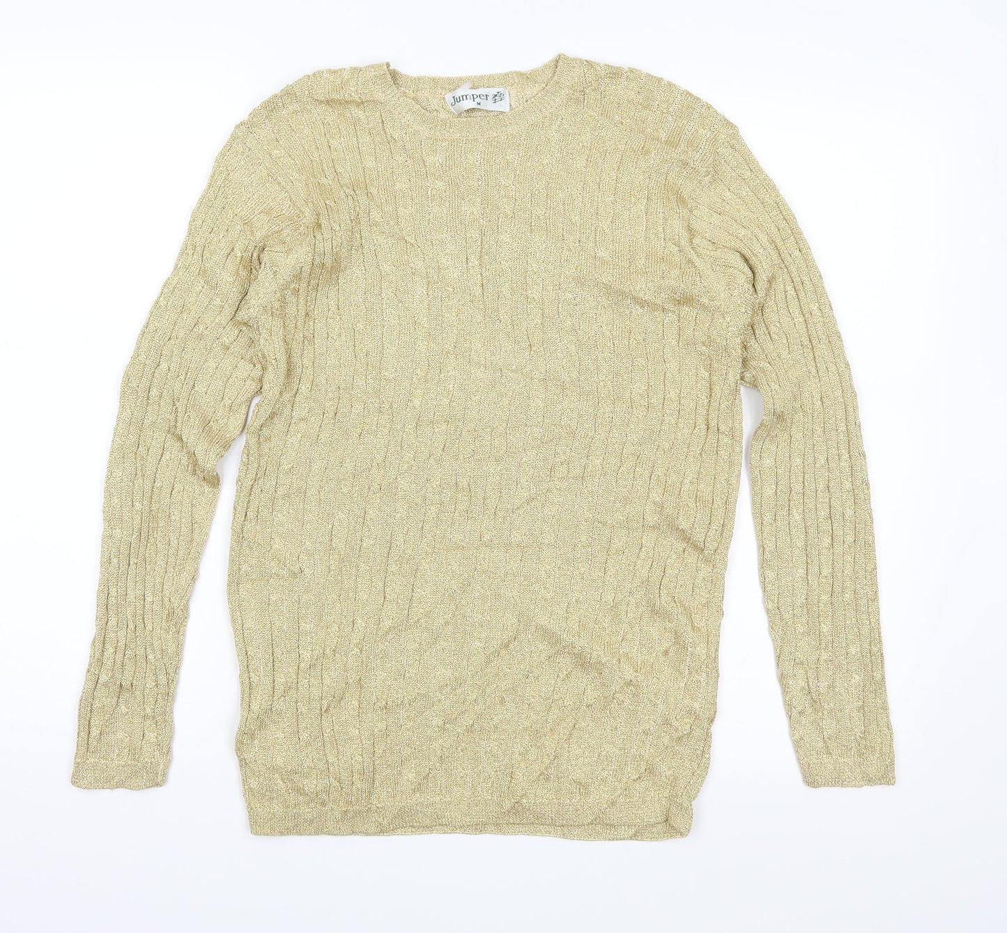 Jumper Womens Gold  Knit Pullover Jumper Size M