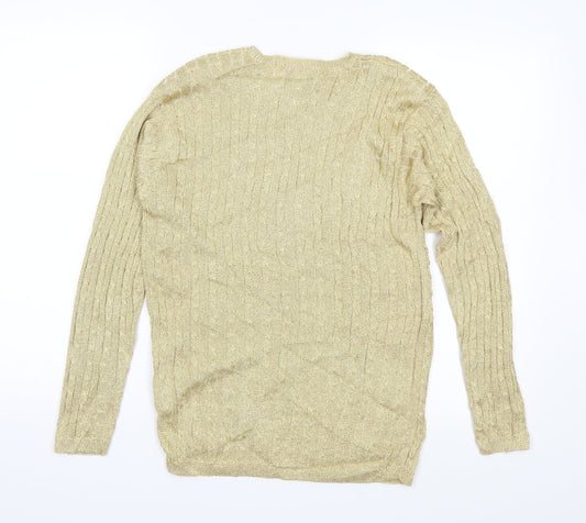 Jumper Womens Gold  Knit Pullover Jumper Size M